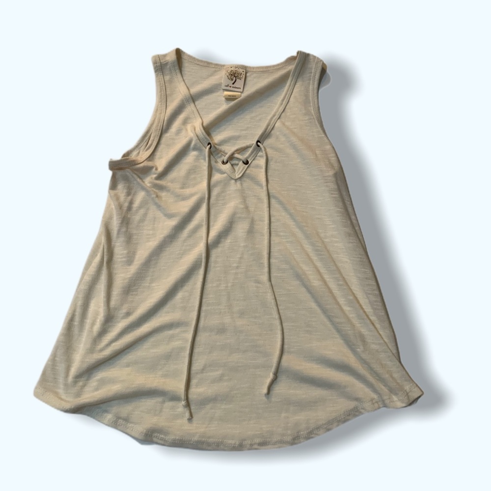 Self Esteem V- neck white tank top